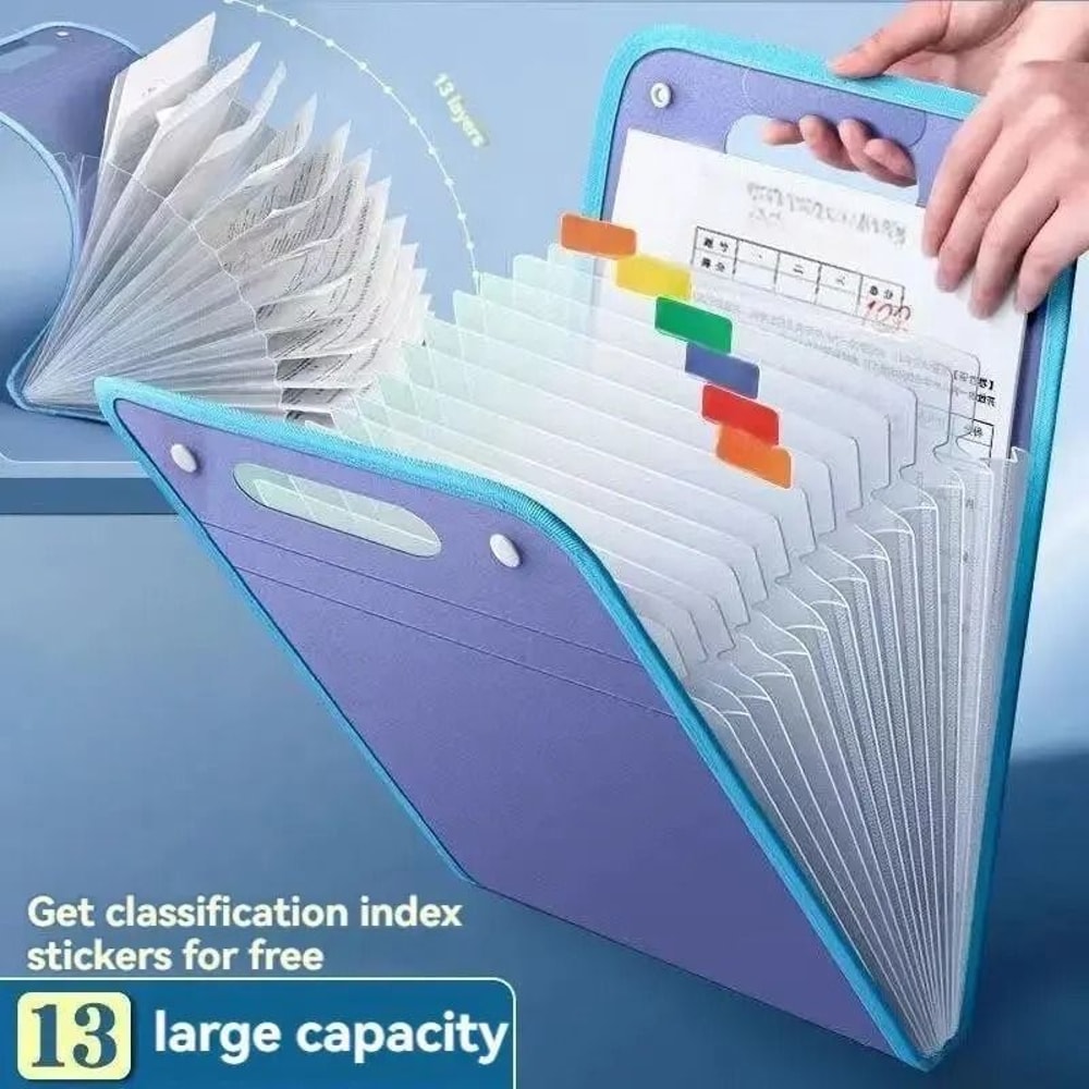 13 Pocket File Folder Portable A4 Letter Size Accordion Document Organizer 0