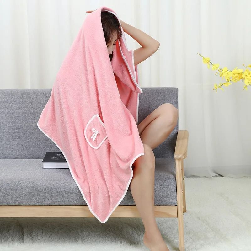 Pocket Coral Velvet Wearable Shower Skirt Thick Pure Cotton Bath Towel 8