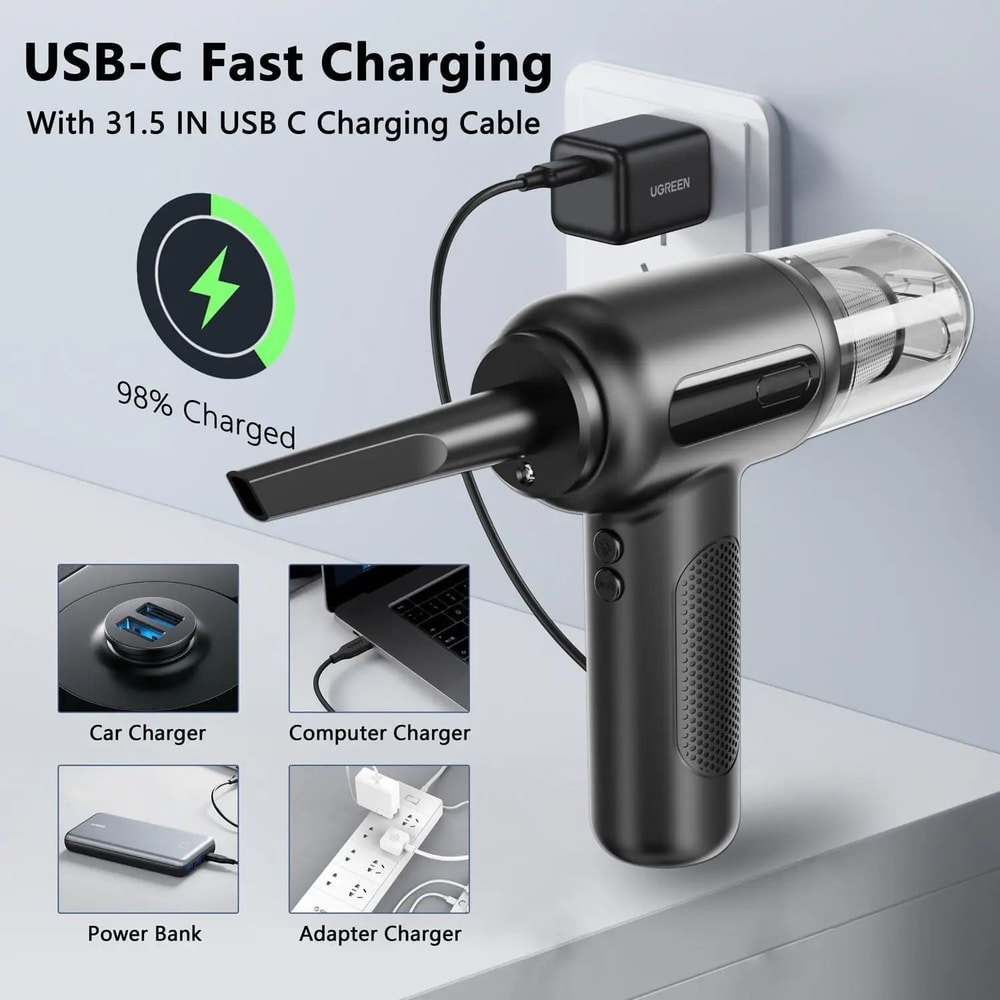 High Power Mini Handheld Air Duster With Crevice Tool 2