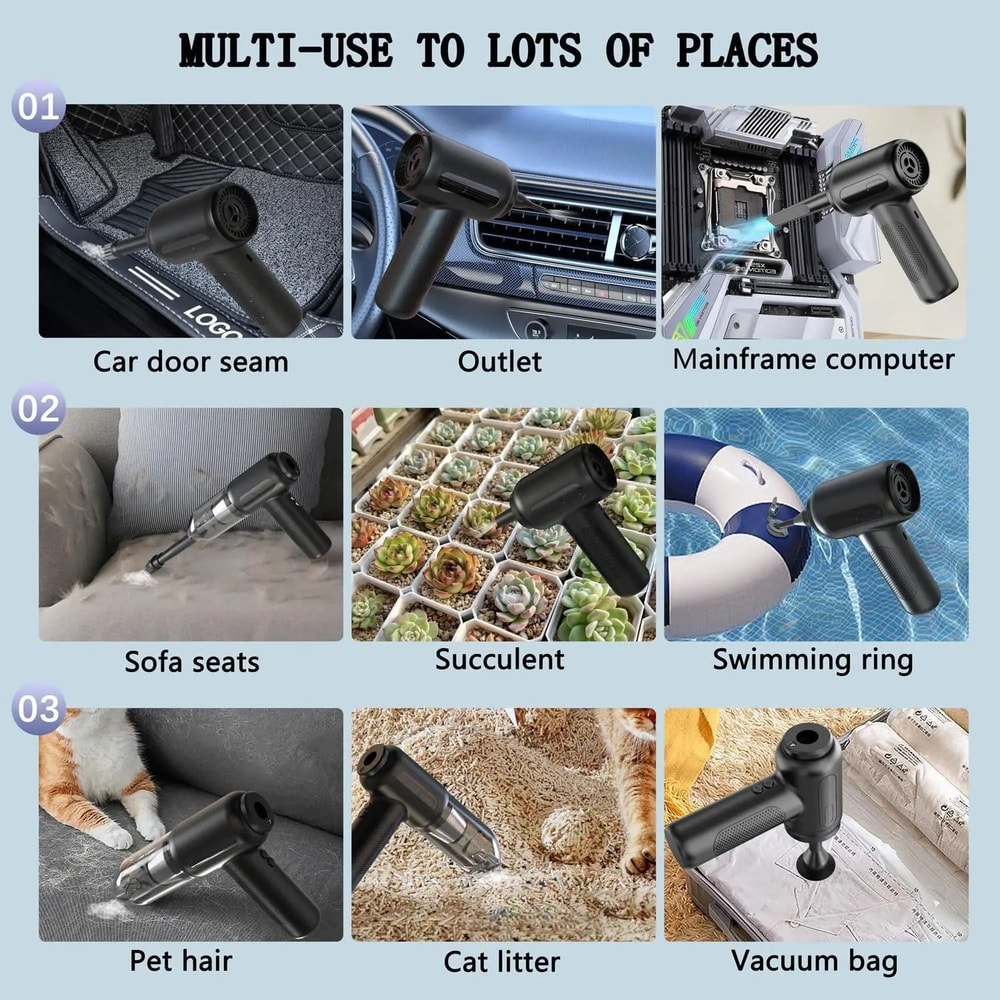 High Power Mini Handheld Air Duster With Crevice Tool 5