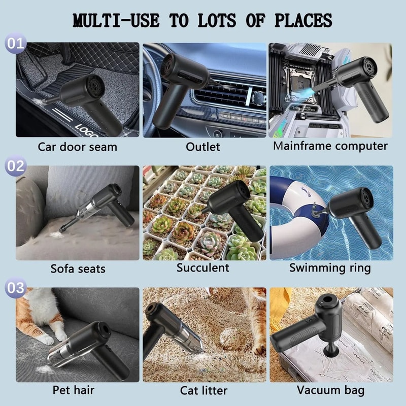 High Power Mini Handheld Air Duster With Crevice Tool 5