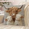 Highland Cow Retro Decorative Pillowcase For Living Room And Office 0