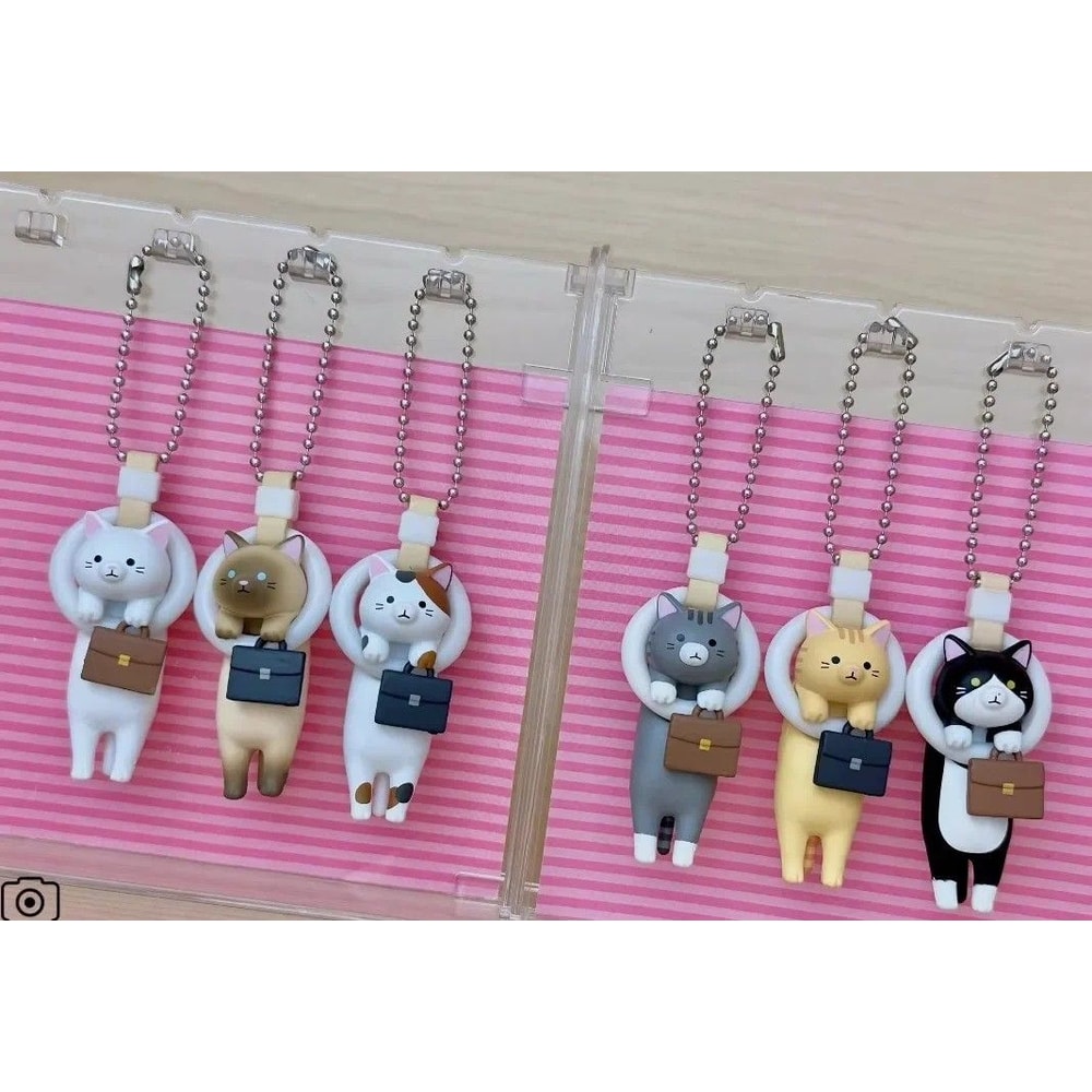 Kawaii Anime Hanging Ring Cat Figure Keychain Blind Box Toy 0