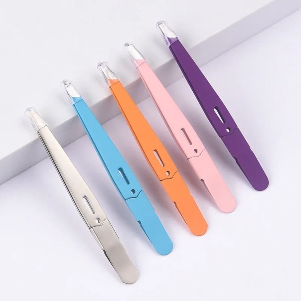 Colorful Stainless Steel Eyebrow Tweezers For Fine Hair Removal 3