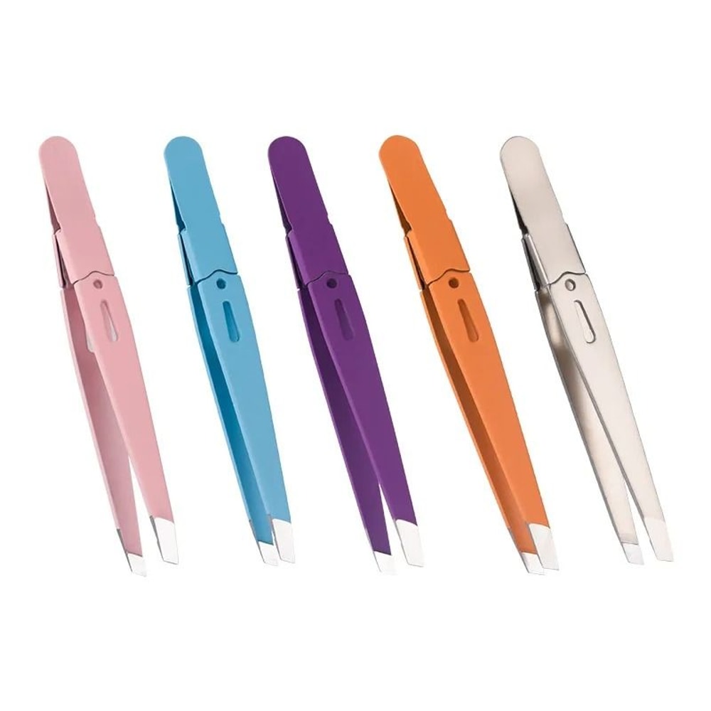 Colorful Stainless Steel Eyebrow Tweezers For Fine Hair Removal 4
