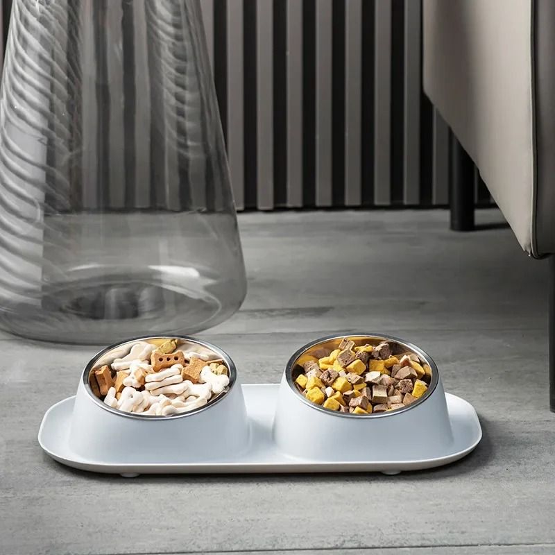 Stainless Steel Double Pet Bowl Set With Non Slip Base For Dogs And Cats 3