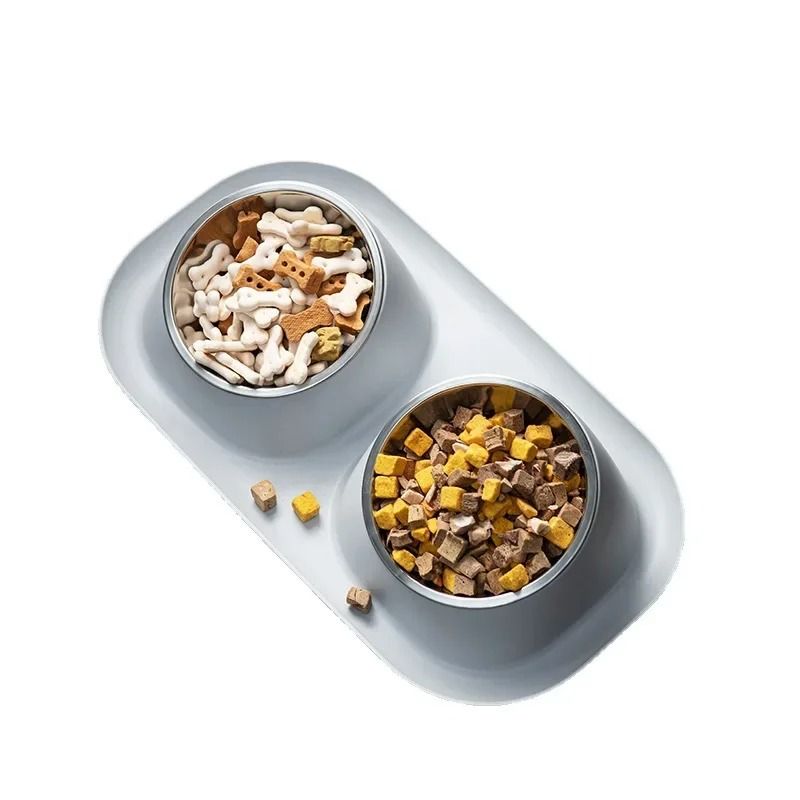 Stainless Steel Double Pet Bowl Set With Non Slip Base For Dogs And Cats 4