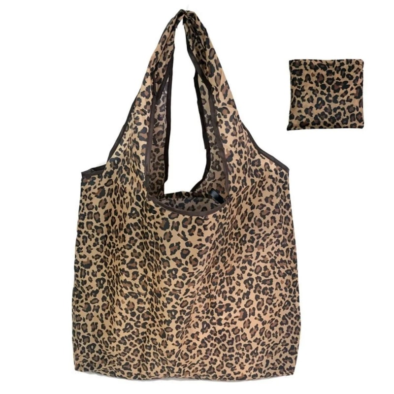 Leopard Print Large Capacity Folding Shopping Bag For Women 6