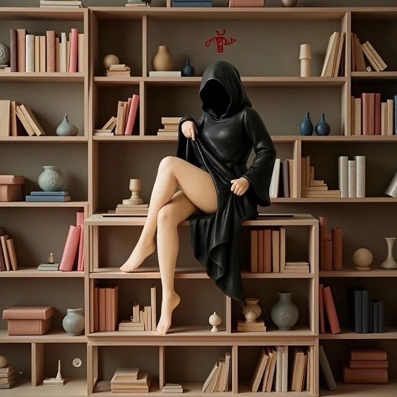 Hooded Gothic Figurine Bookshelf Decorative Sculpture 4