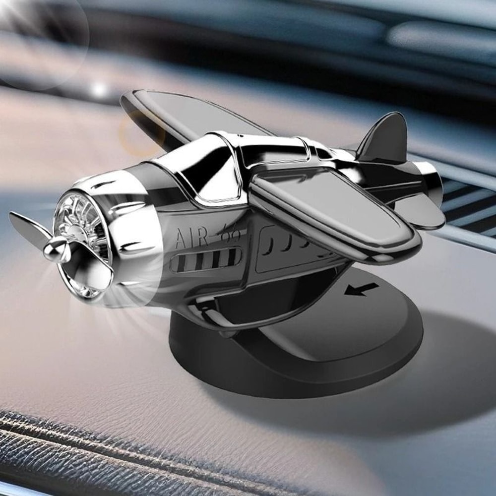 Solar Powered Rotating Airplane Dashboard Ornament 0