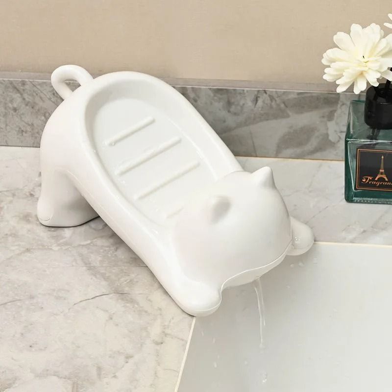 Cartoon Cat Shaped Soap Dish Bathroom Organizer 1
