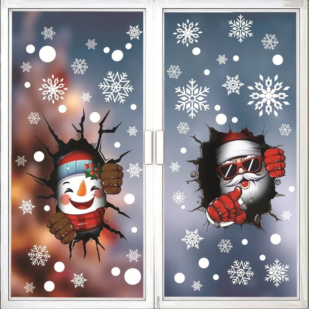 Christmas Window Decoration Sticker Set With Holiday Characters 1