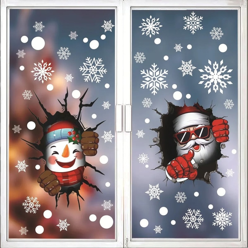 Christmas Window Decoration Sticker Set With Holiday Characters 1