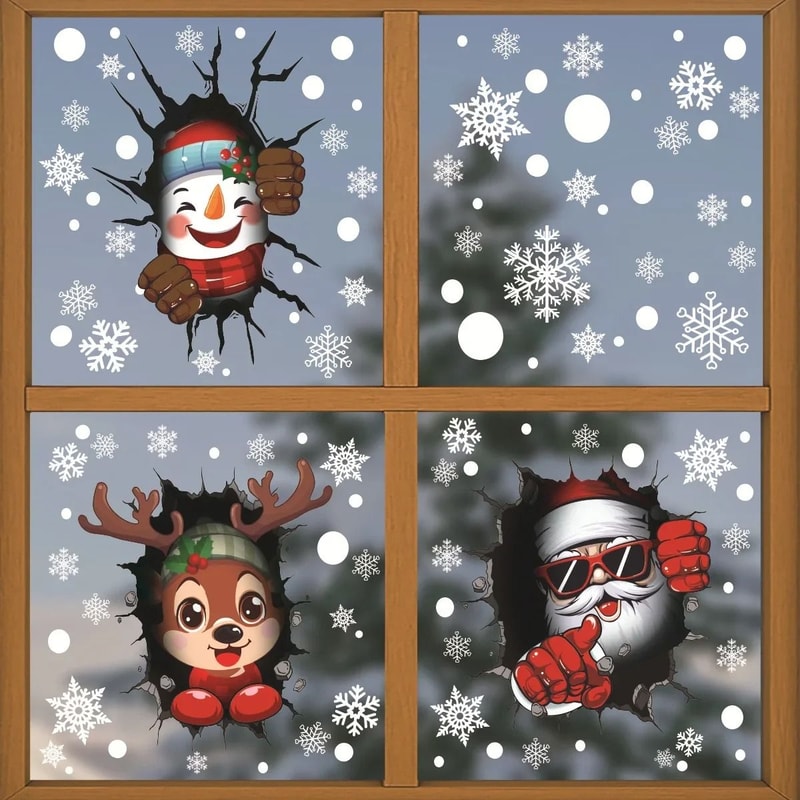Christmas Window Decoration Sticker Set With Holiday Characters 2