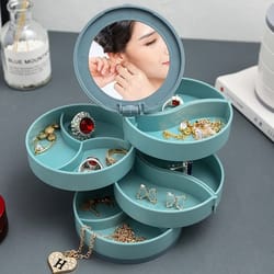 rotating multi layer jewelry storage box with dust cover