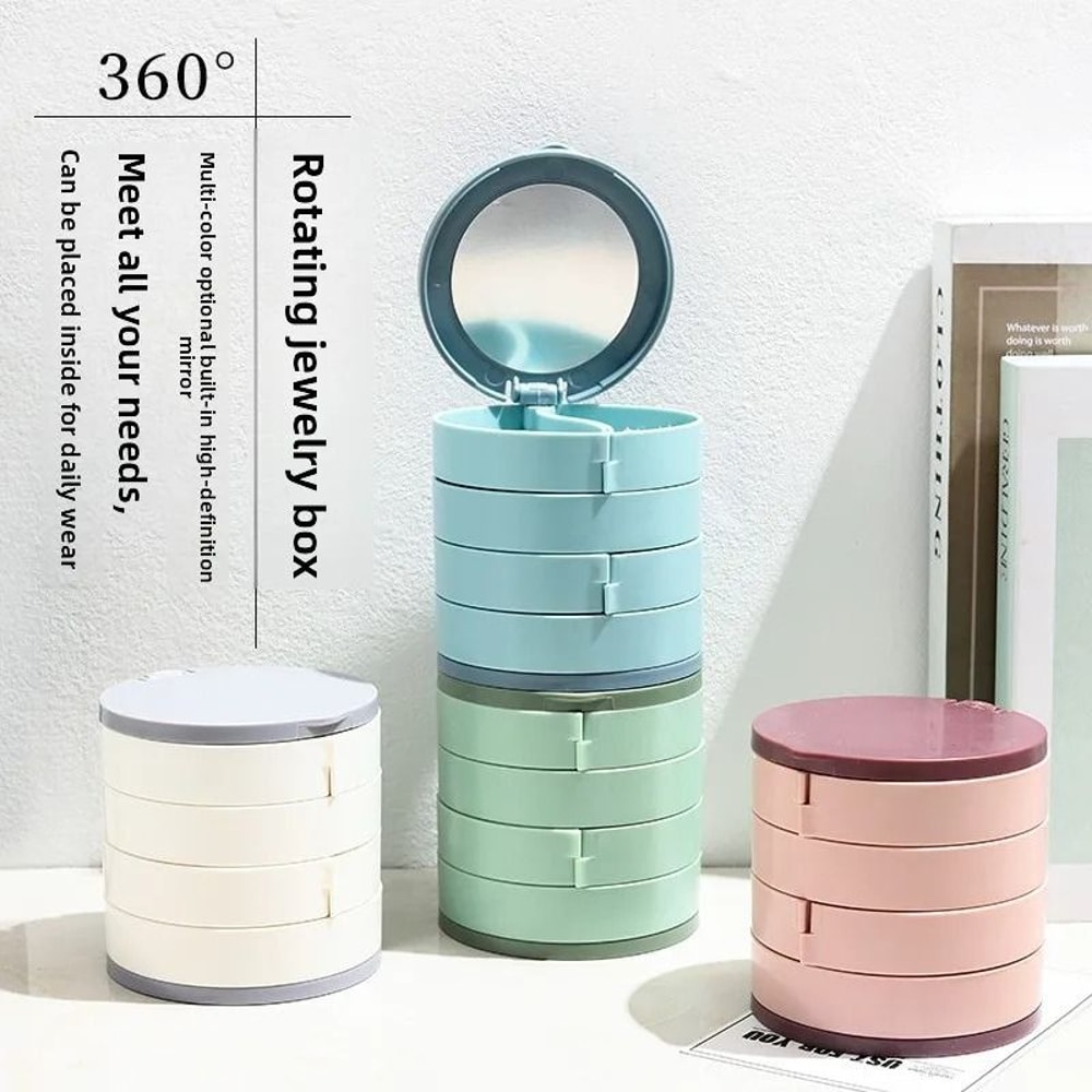 Rotating Multi Layer Jewelry Storage Box With Dust Cover 3