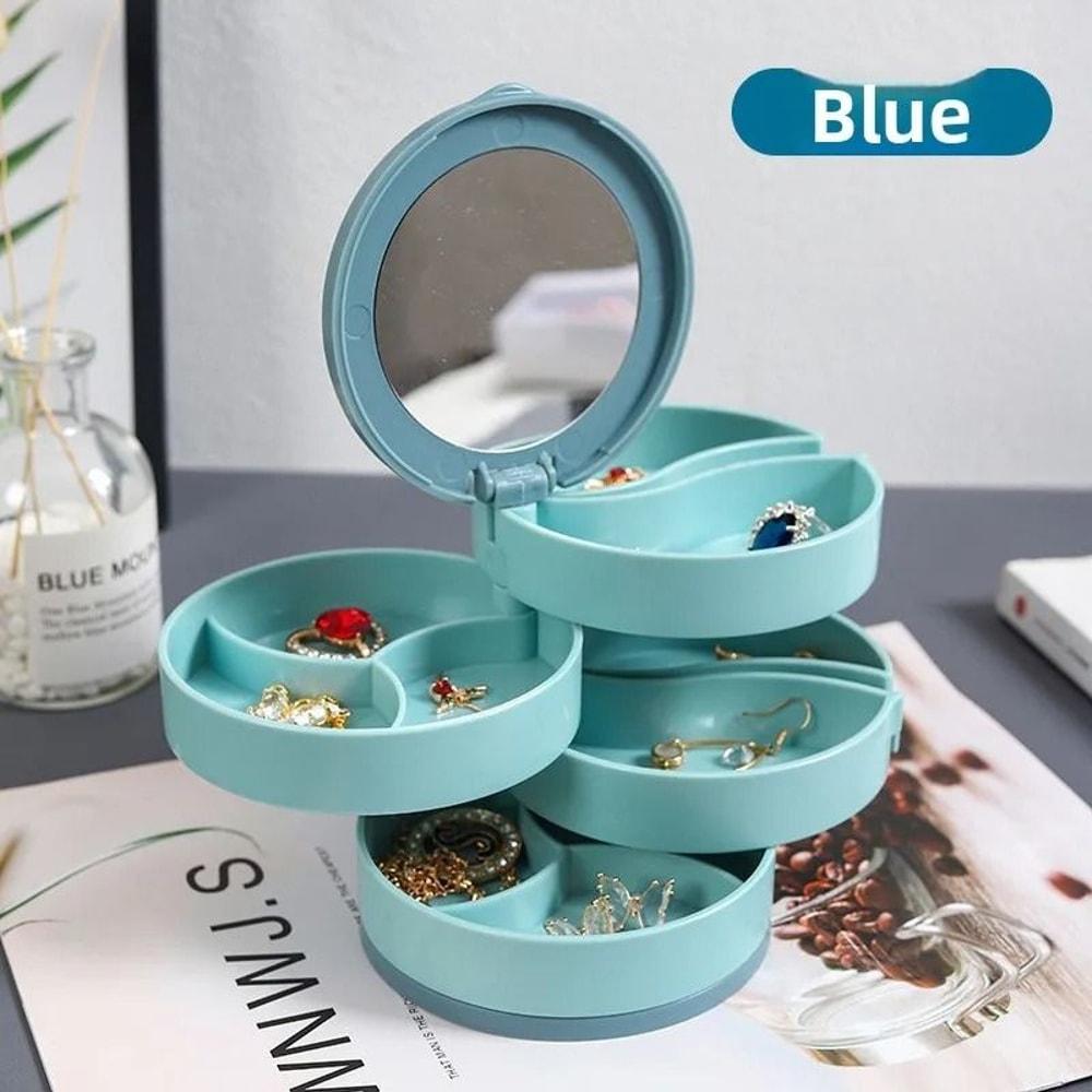 Rotating Multi Layer Jewelry Storage Box With Dust Cover 7
