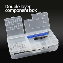 transparent plastic electronic component storage box with grid compartments