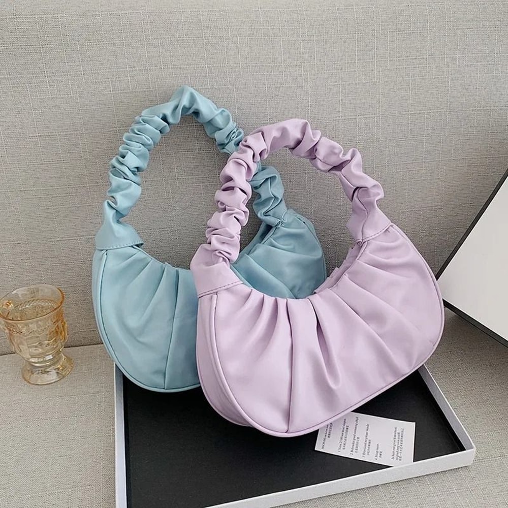 Pleated Women Shoulder Bag With Cloud Style Design 1