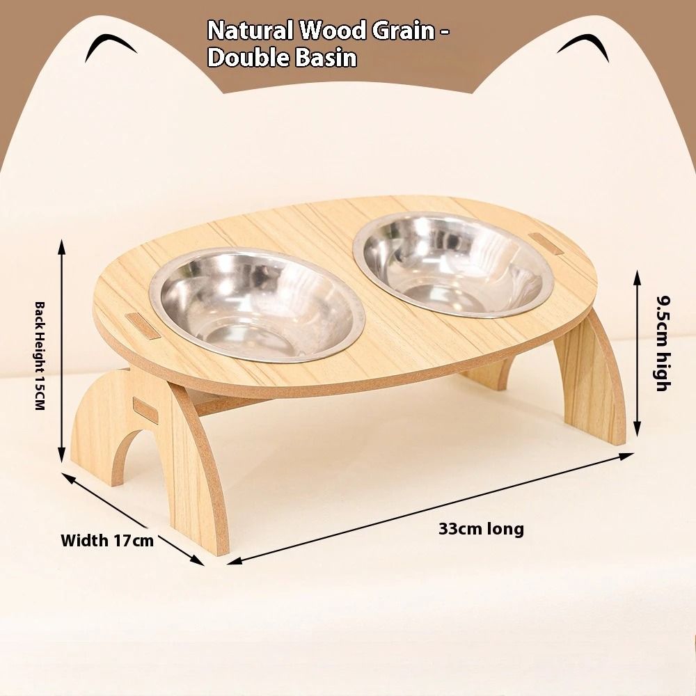 Elevated Wooden Pet Bowl With Stand For Cats And Small Dogs 7
