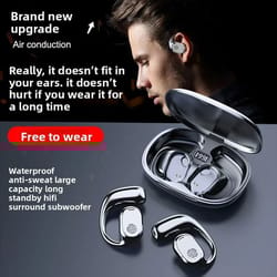 wireless sports earphones with ear hooks and dual display