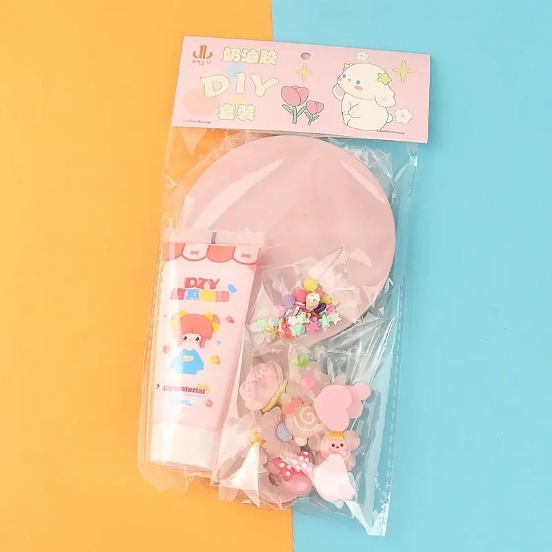 Cute Cartoon Handheld Mirror With Decorative Cream Style Design 3