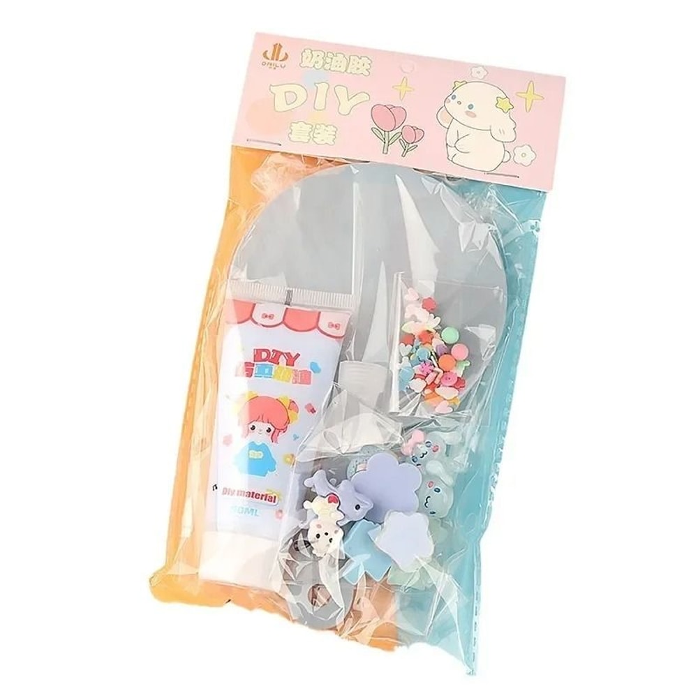 Cute Cartoon Handheld Mirror With Decorative Cream Style Design 4