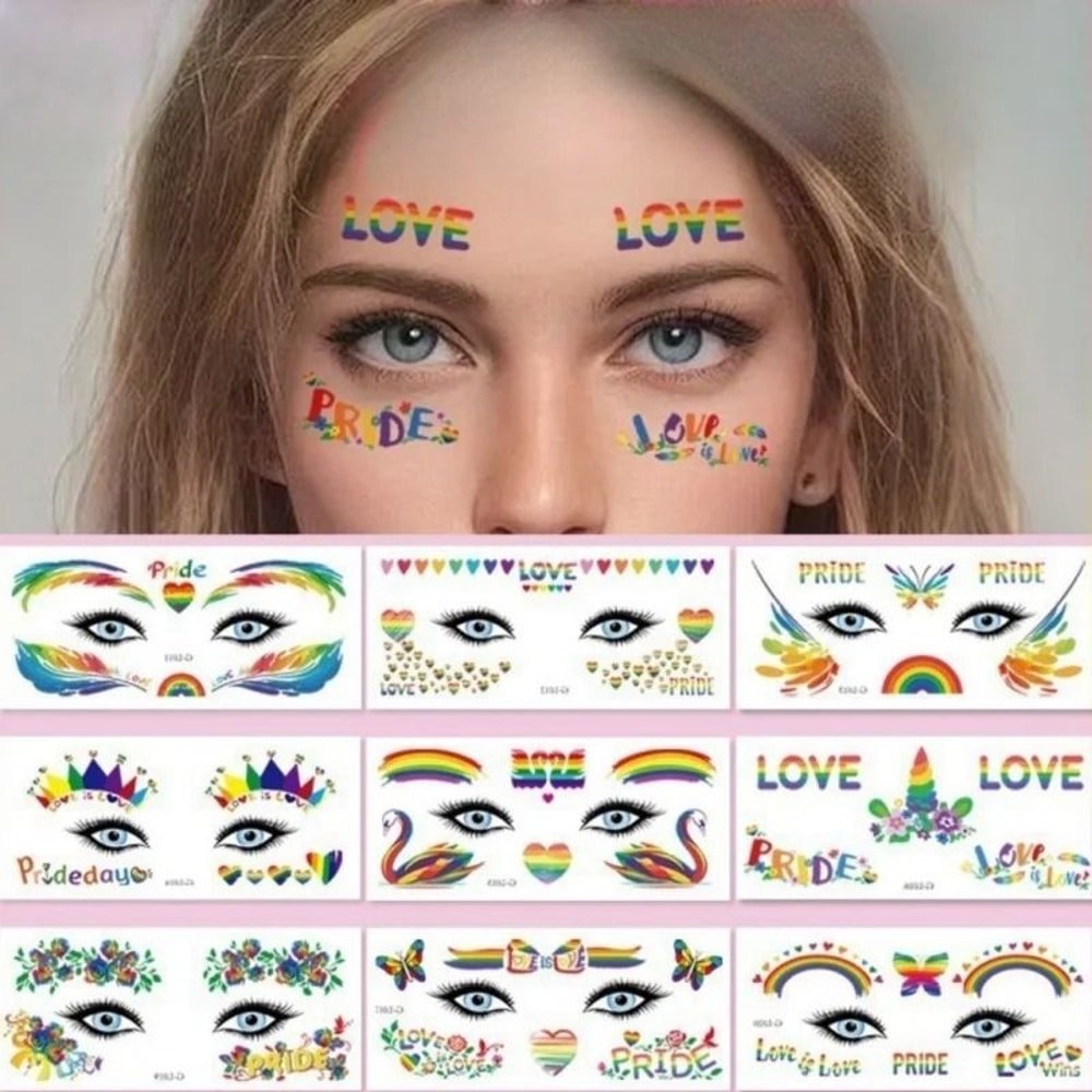 Rainbow Design Temporary Face Stickers For Parties And Festivals 0