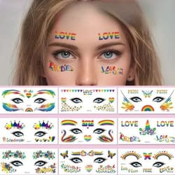 rainbow design temporary face stickers for parties and festivals