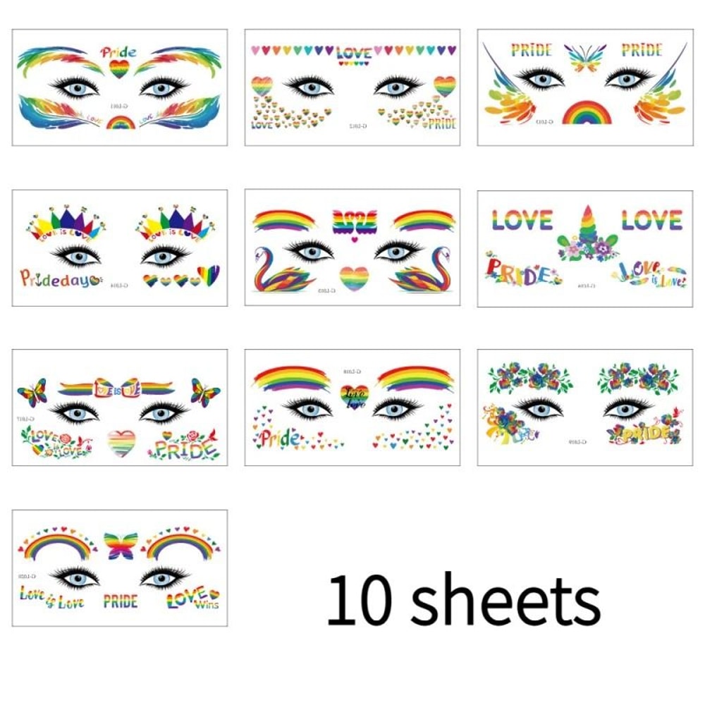Rainbow Design Temporary Face Stickers For Parties And Festivals 4