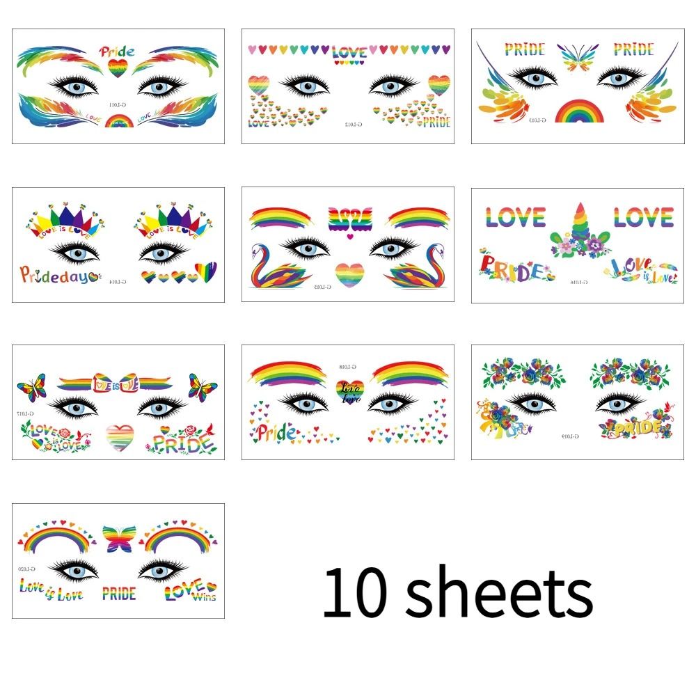 Rainbow Design Temporary Face Stickers For Parties And Festivals 5