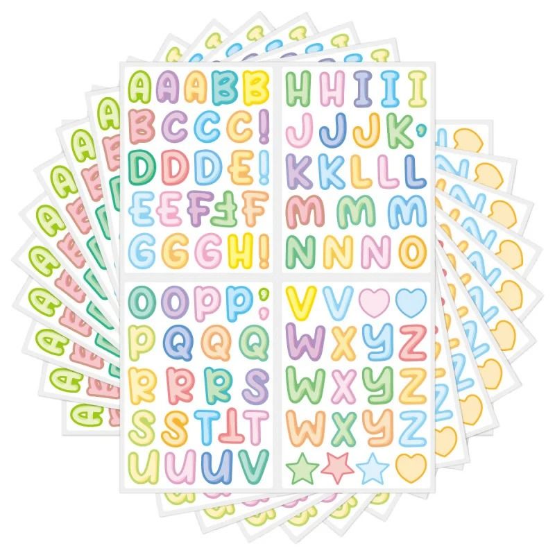 Colorful Alphabet Sticker Sheets For DIY Labeling And Decoration 0