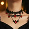Gothic Style Bat And Heart Pendant Necklace For Costume And Parties 0