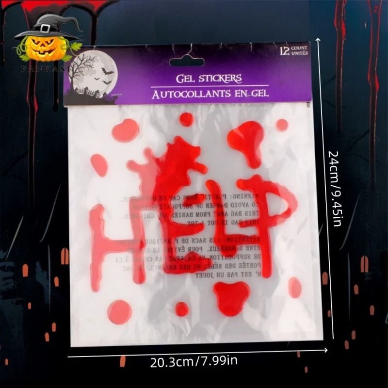 Static Cling Halloween Window Sticker With Blood Handprint Design 5