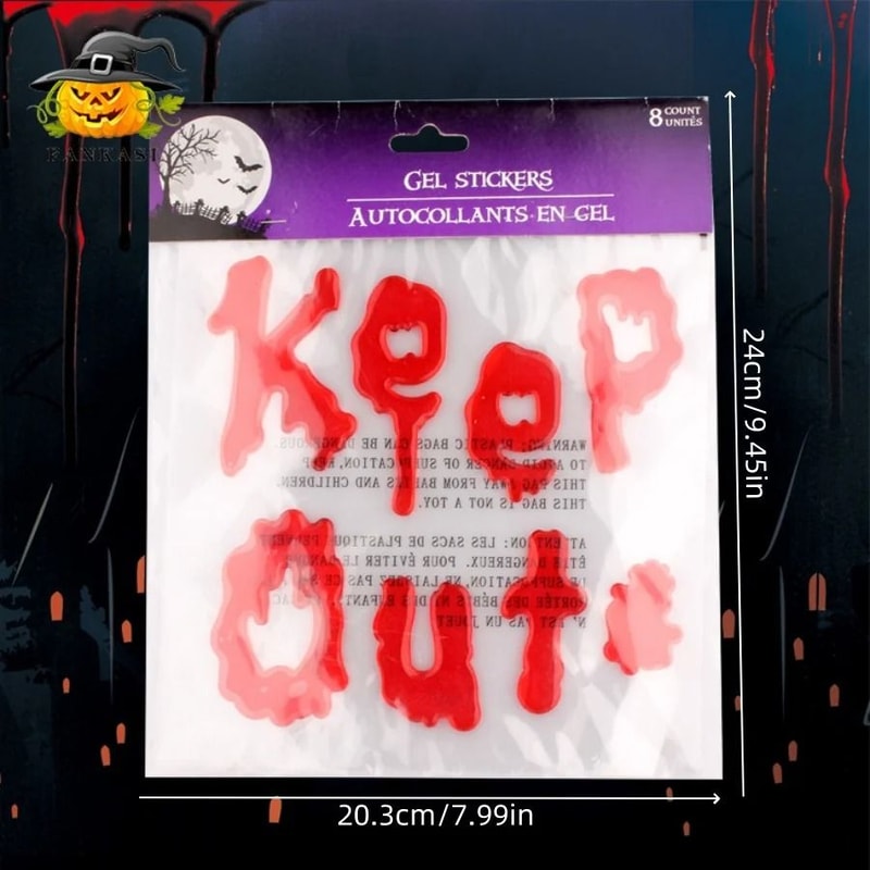 Static Cling Halloween Window Sticker With Blood Handprint Design 7