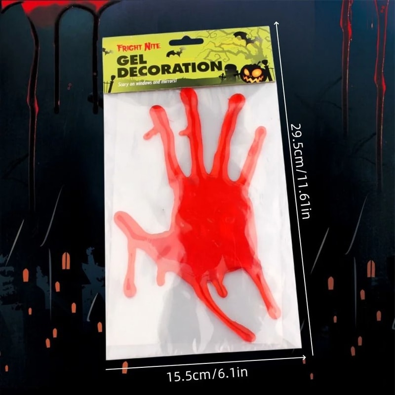 Static Cling Halloween Window Sticker With Blood Handprint Design 8
