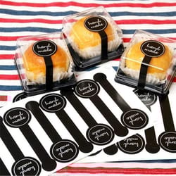 black strip sealing stickers for baking packaging and crafts