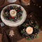 Christmas Candle Holder Wreath With Pine Cones And Berries Decoration 0