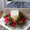Christmas Candle Holder Wreath With Pine Cones And Berries Decoration 5
