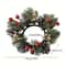 Christmas Candle Holder Wreath With Pine Cones And Berries Decoration 6