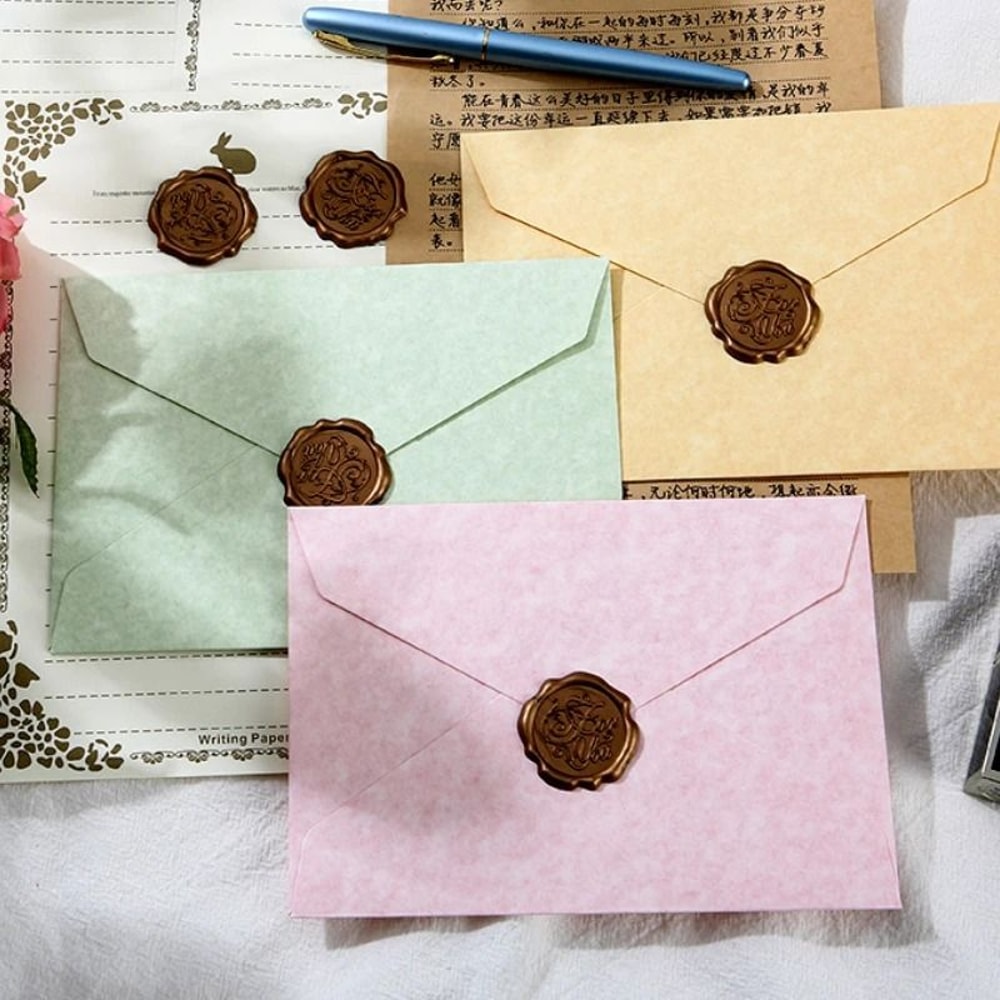 Sheepskin Textured Romantic Envelope Set For Invitations And Letters 2