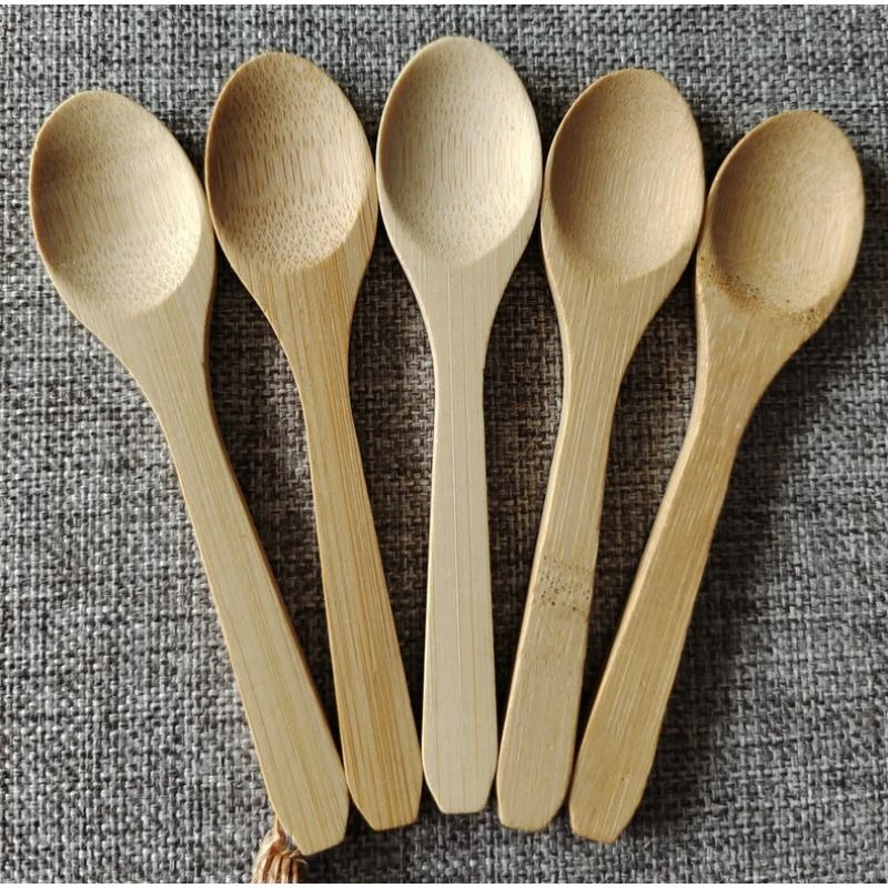 Bamboo Wooden Spoon Set For Coffee Ice Cream Jam And Tea 2