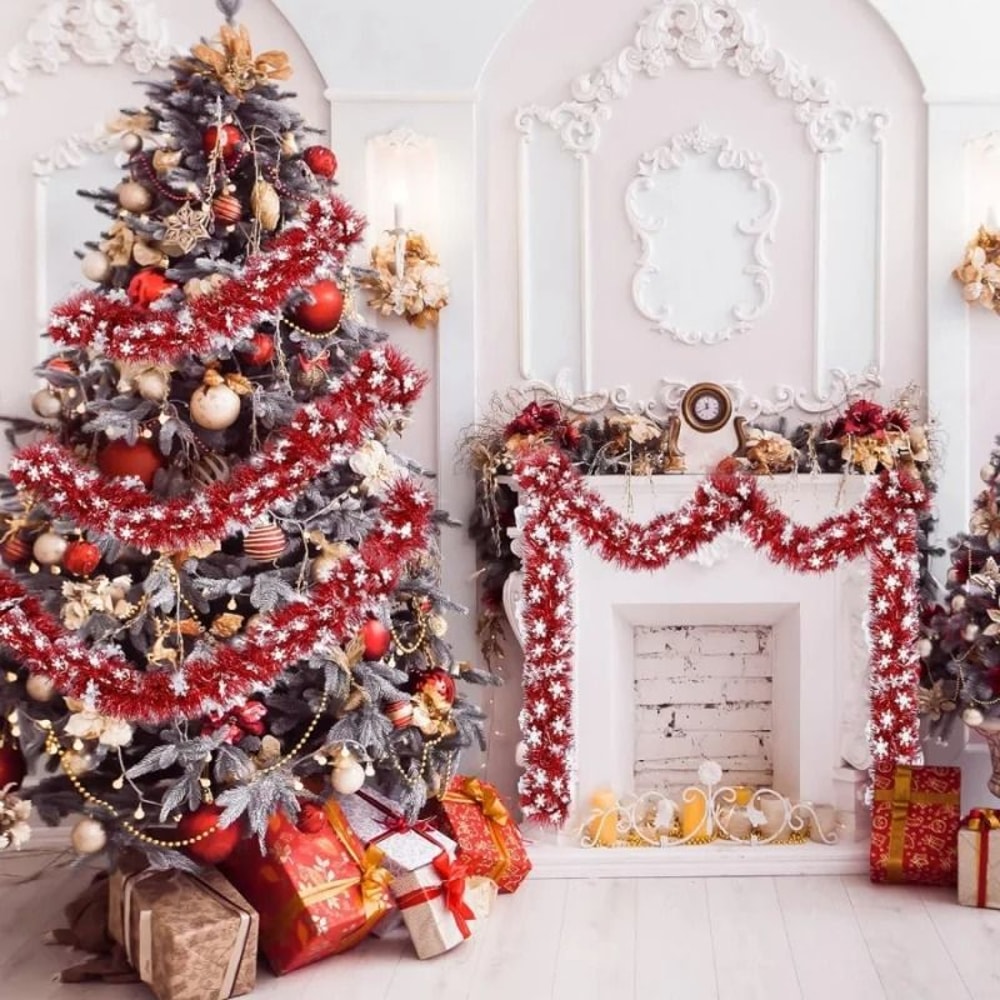 Christmas Tinsel Snowflake Garland Hanging Decoration For Home And Store 0