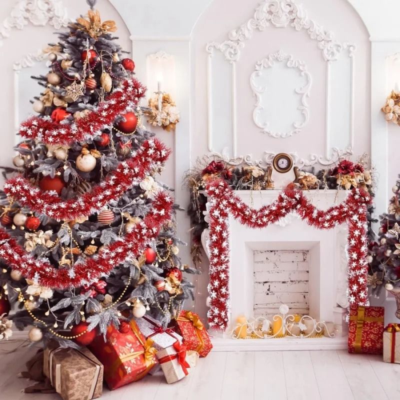 Christmas Tinsel Snowflake Garland Hanging Decoration For Home And Store 1