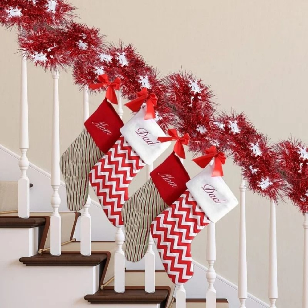 Christmas Tinsel Snowflake Garland Hanging Decoration For Home And Store 2