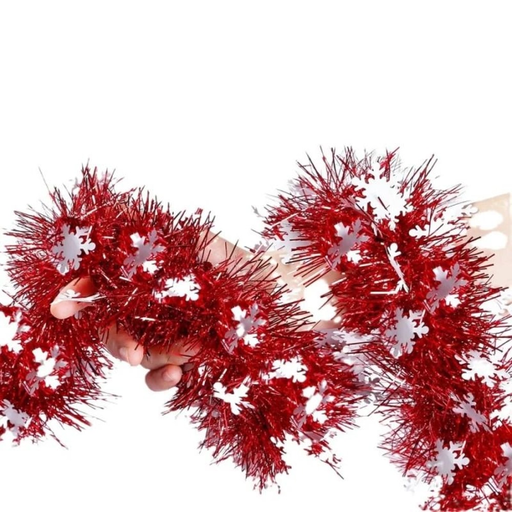 Christmas Tinsel Snowflake Garland Hanging Decoration For Home And Store 3
