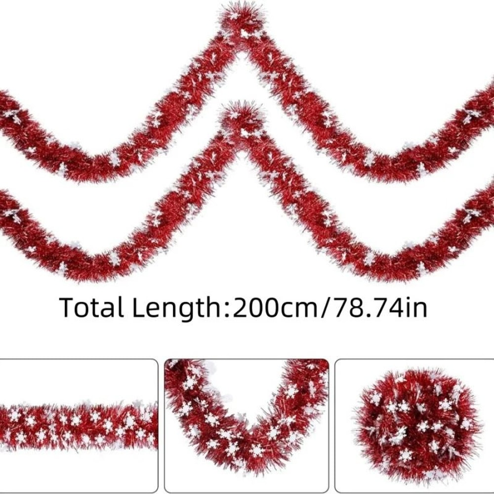 Christmas Tinsel Snowflake Garland Hanging Decoration For Home And Store 6