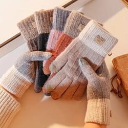winter warm gloves with elastic cuffs for outdoor leisure