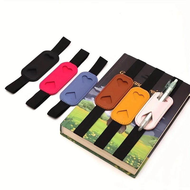 Heart Shaped Faux Leather Pen Holder With Elastic Band 3