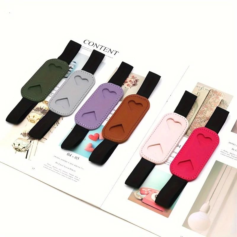 Heart Shaped Faux Leather Pen Holder With Elastic Band 4